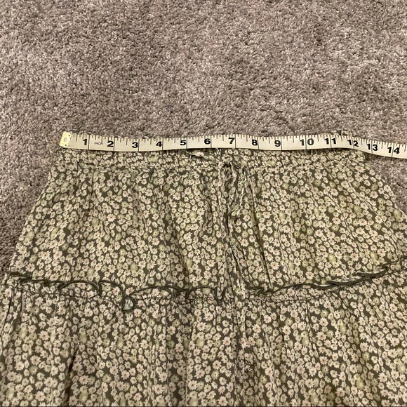 Good Luck Gem Green Daisy Floral Skirt White & Sage Flowy Tiered Women’s Medium - Picture 9 of 11